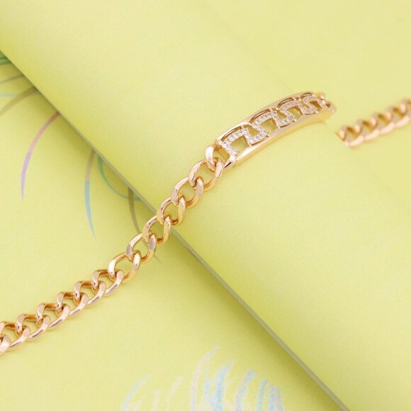 "Elegant Rose Gold Link Bracelet with Sparkling Geometric Detail, XPBL0949 - Picture 8 of 12